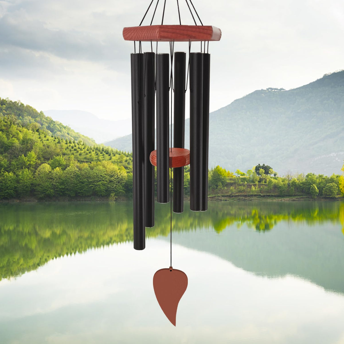 Memorial Wind Chimes for Outside 30 inch Black Sympathy Gift Decor Outdoor (30" / Bk-lf)