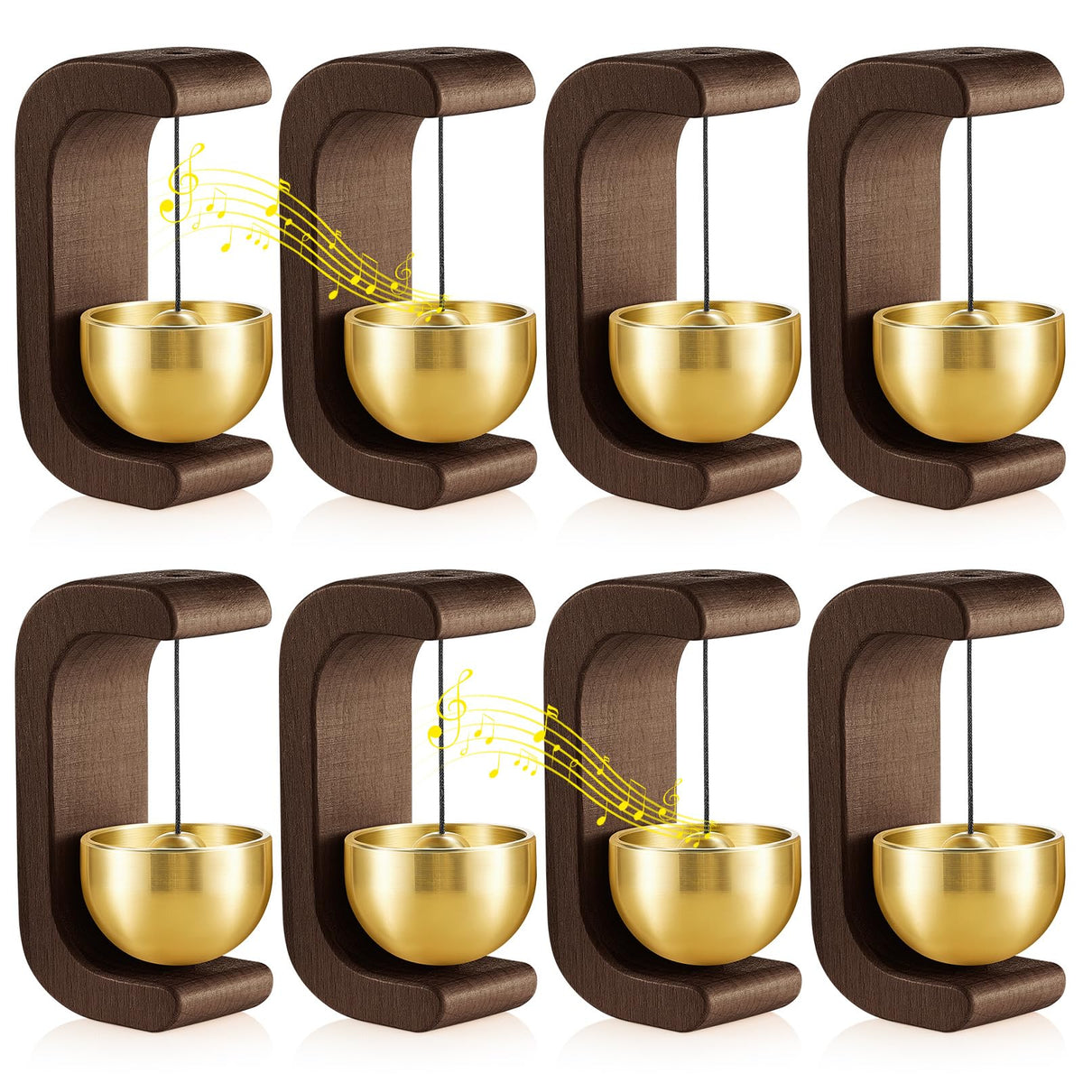 8 Pcs Magnetic Wooden Doorbell Chime (Black Walnut)