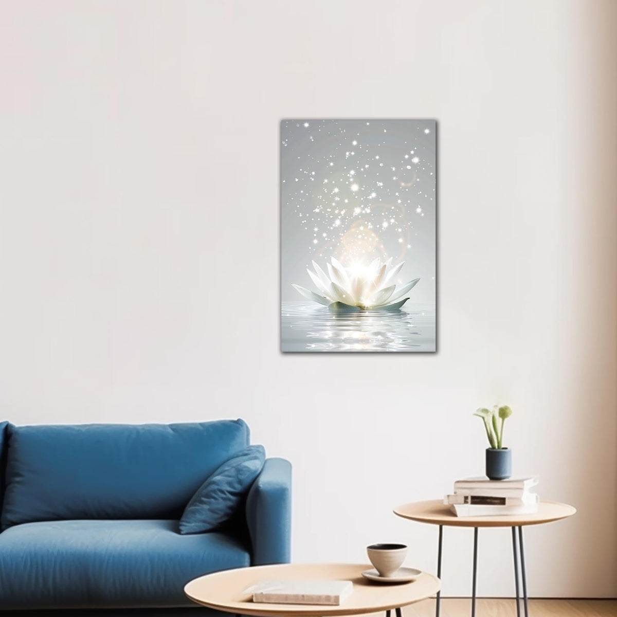 Zen Wall Art White Lotus Flower Canvas Art Print for Spa Bathroom Decor (Zen Stones Canvas Frame-03 / 18"L x 12"W)