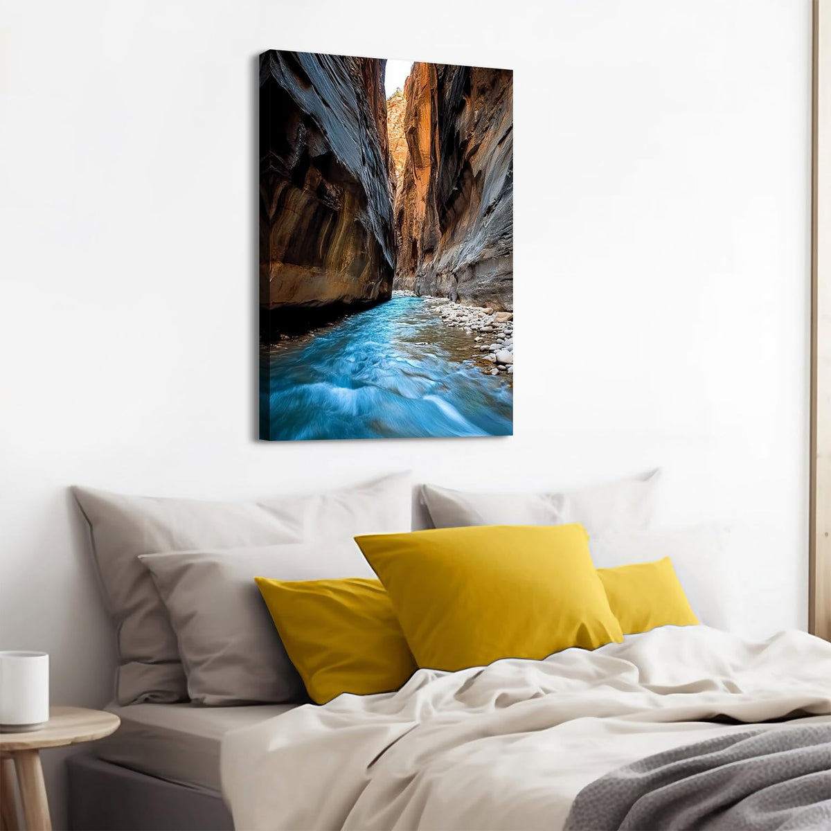 Rock Mountain Canvas Wall Art Decor Nature River Landscape Pictures for Bedroom Office Decoration 24x36" (24"L x 36"W / Nature03)