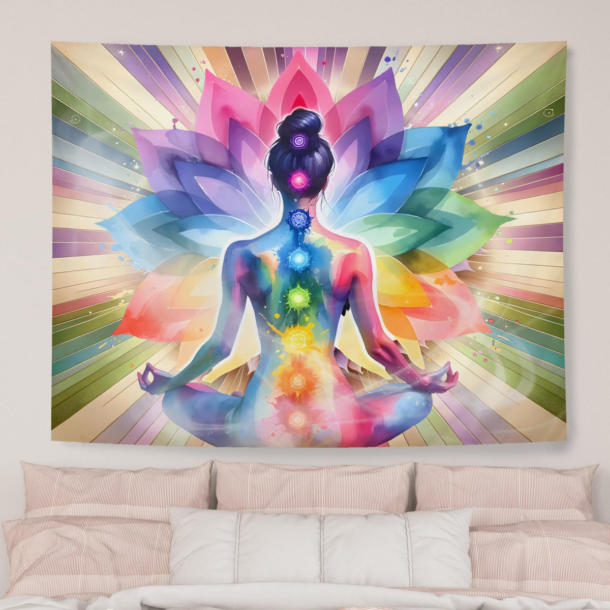 Seven Chakra Yoga Meditation Tapestry Wall Hanging (colorful)