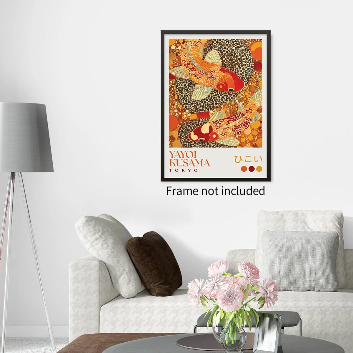 Yayoi. Kusama Canvas Wall Art Vintage Koi Fish Posters Japanese Home Decor Dot Picture Prints 8x10 inch Unframed Colorful Fish Painting for Asian Bedroom Bathroom Living Room Hallway (Unframed / Japanese Art 010 / 10"L x 8"W)