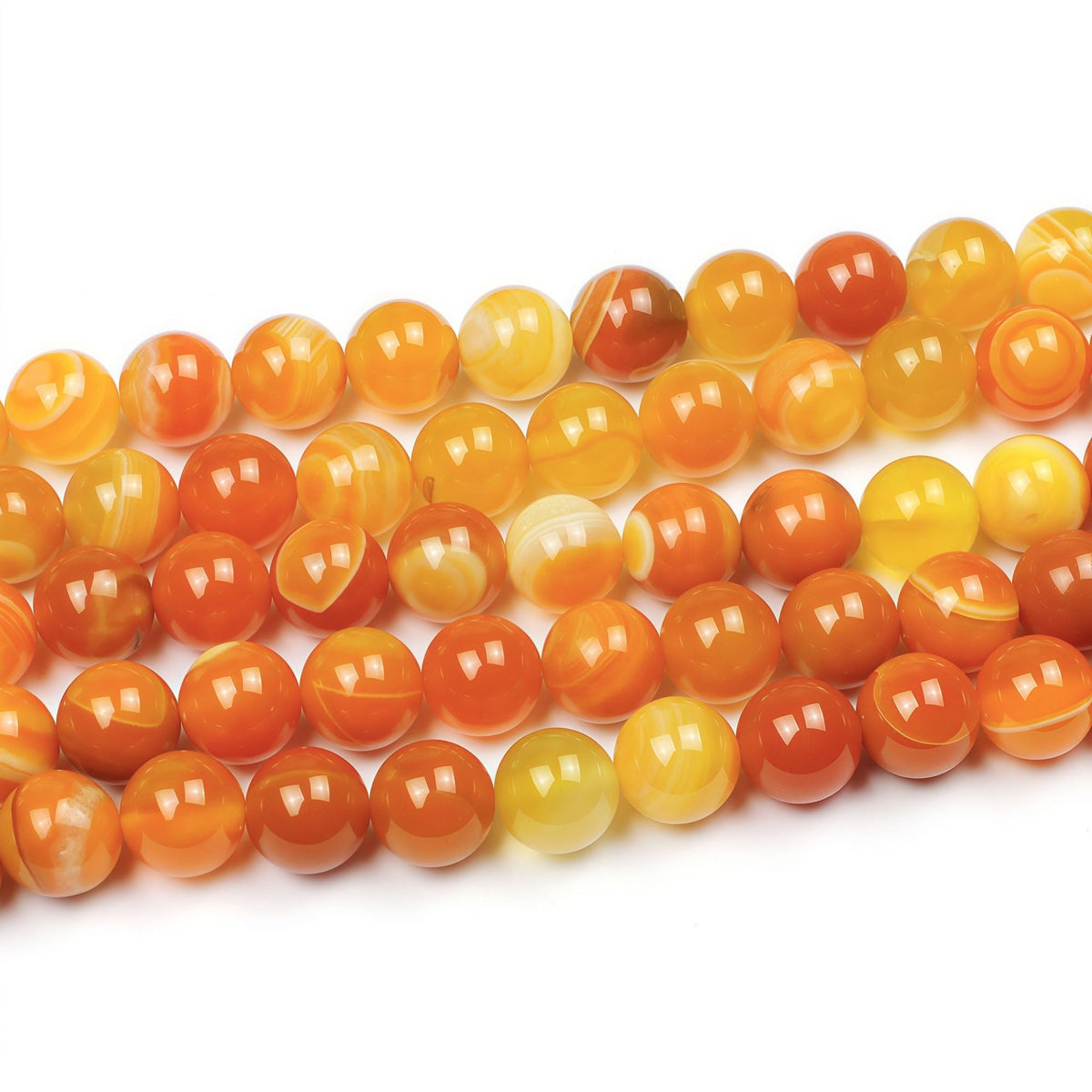 Natural Stone Beads Orange Stripe Agate Round Loose Beads for Jewelry Making DIY Bracelet Necklace (Orange Stripe Agate / 10mm)