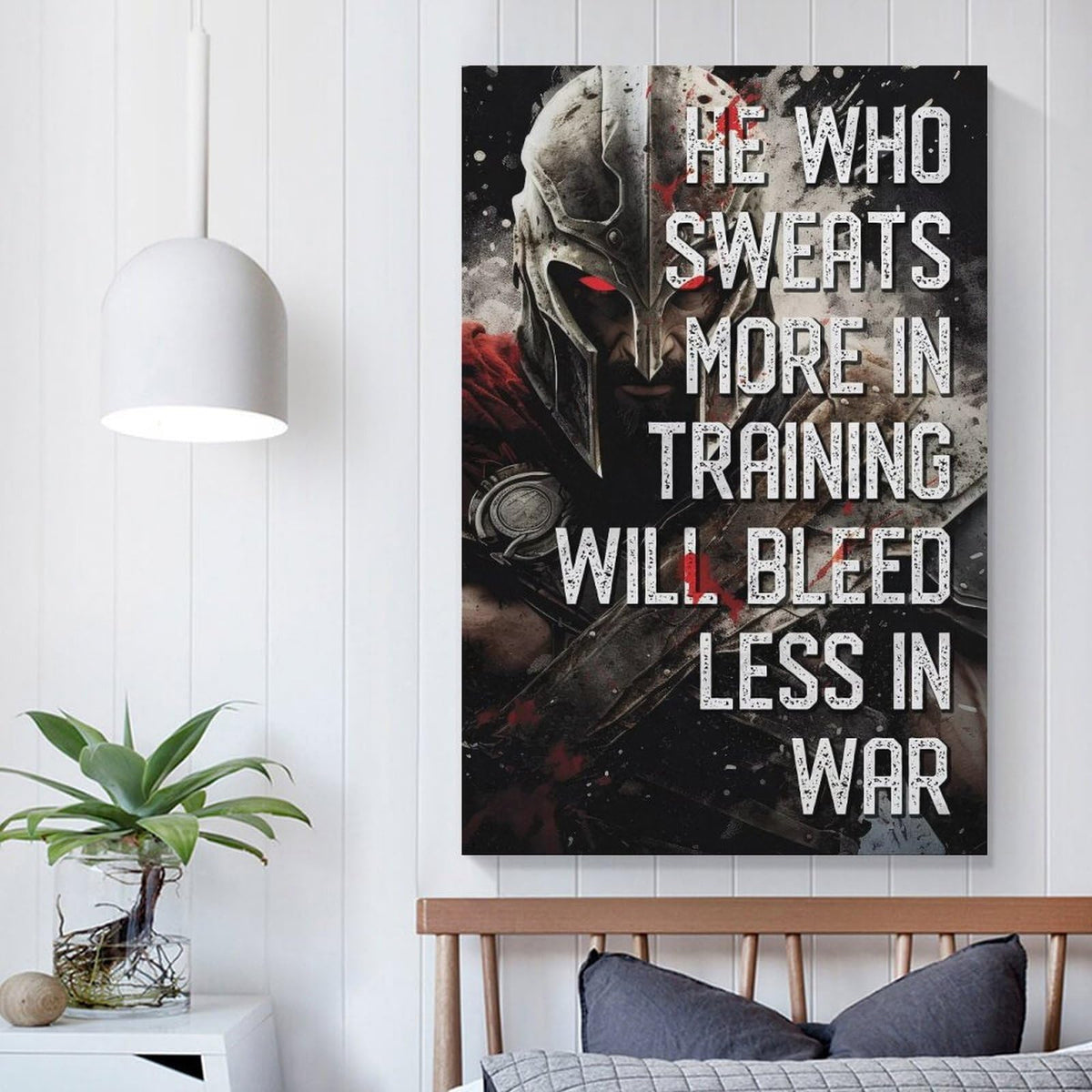 He Who Sweats More In Training Spartan Warrior Canvas Printing Wall Art Prints Wall Decor Posters Gym Motivation Banner Fitness Quote Dark Industrial Office Bedroom Decor 16x24inch (style-38 / 16x24inch(40x60cm) Unframe)