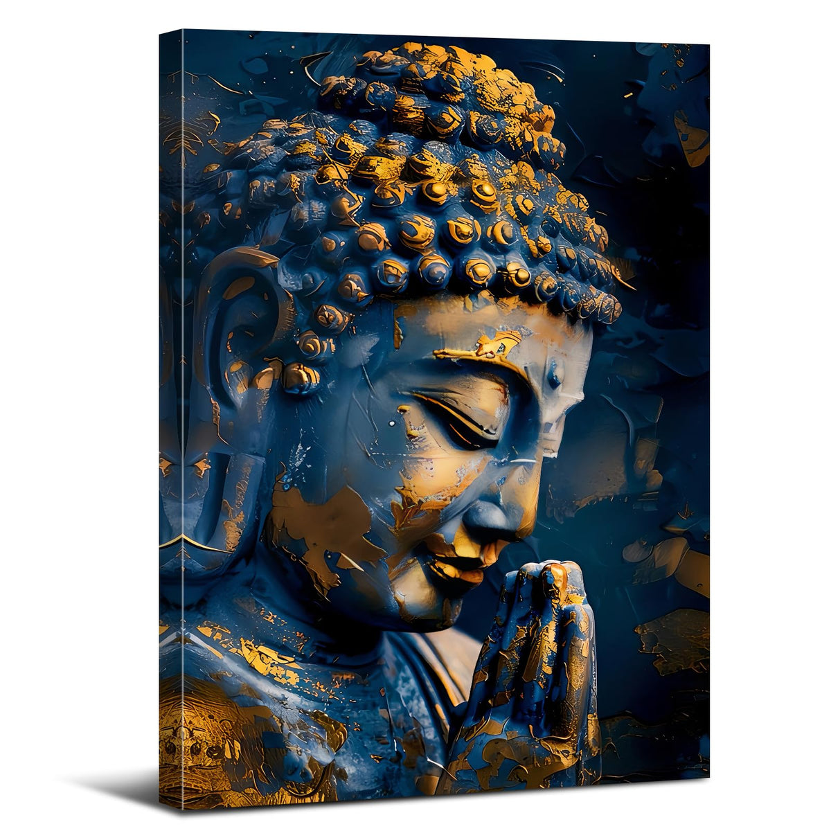 Buddha Wall Art Zen Wall Decor Buddhism Canvas Painting Prints Abstract Buddhist Statue Poster Framed Religious Meditation Artwork for Spa Yoga Living Room Bedroom Bathroom Home Decorations 16x24 (24"L x 16"W / Buddha)