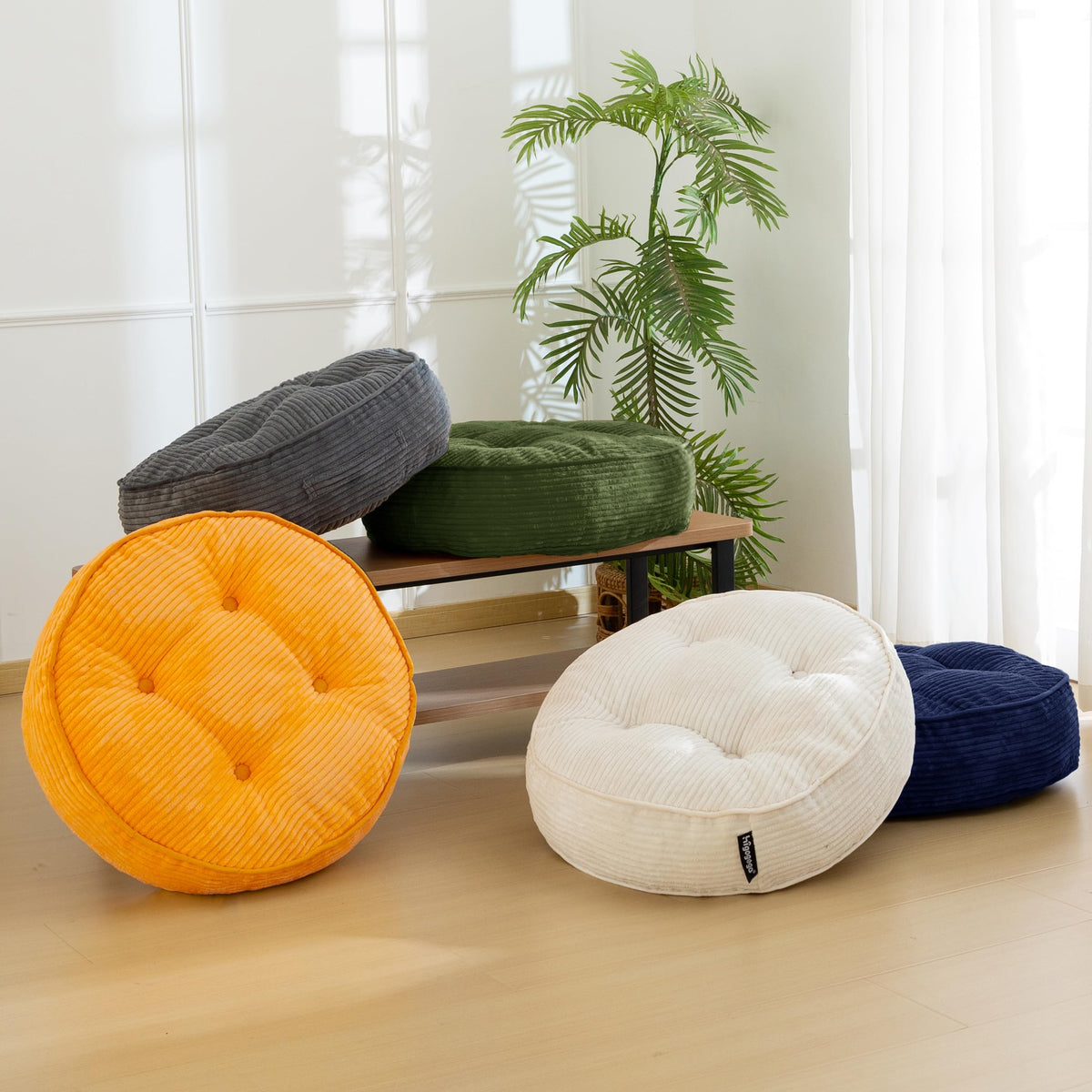 6" Extra Thick Floor Pillow Cushion for Adults (Round Dark Green / 6" Thick(Pack of 2))