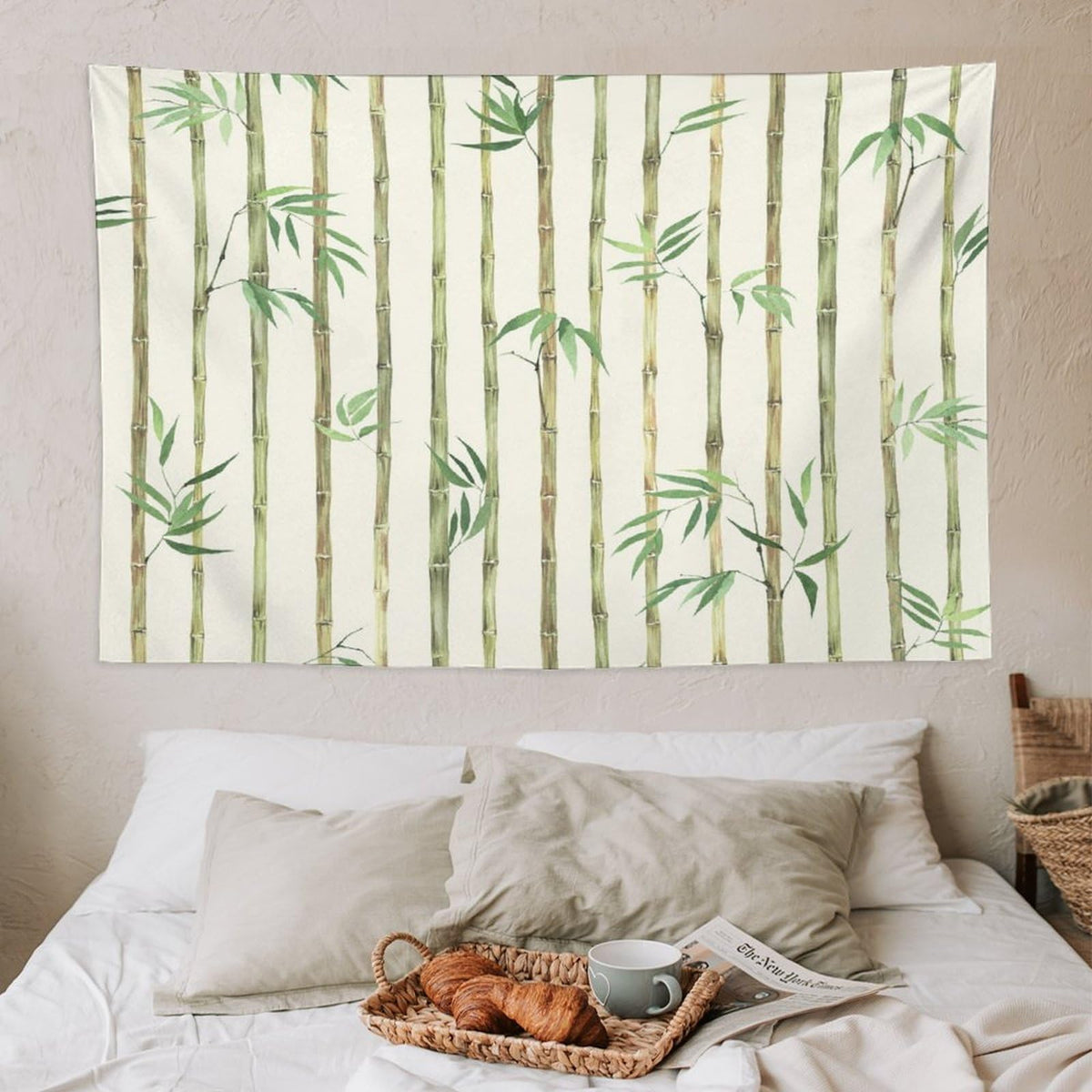 Bamboo Print Tapestry Wall Hanging Bamboo Tree Image Traditional Chinese Calligraphy Style Culture Theme Tapestries Home Decor for Living Room Bedroom Apartment Dorm 40"x60" (40"L x 60"W / Bamboo-3)