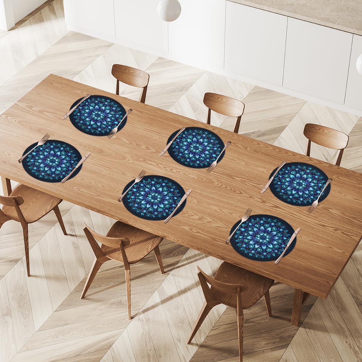 Mandala Placemats Round Placemats Set of 6 Festival Party (A 013 / 6 pieces)
