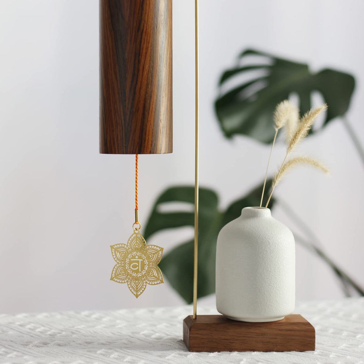 Chakra Chimes Natural Bamboo Wind Chimes Meditation Chord Windchime Wind Bell for Home Decoration Zen Mindfulness Sacral Chakra (Sacral)