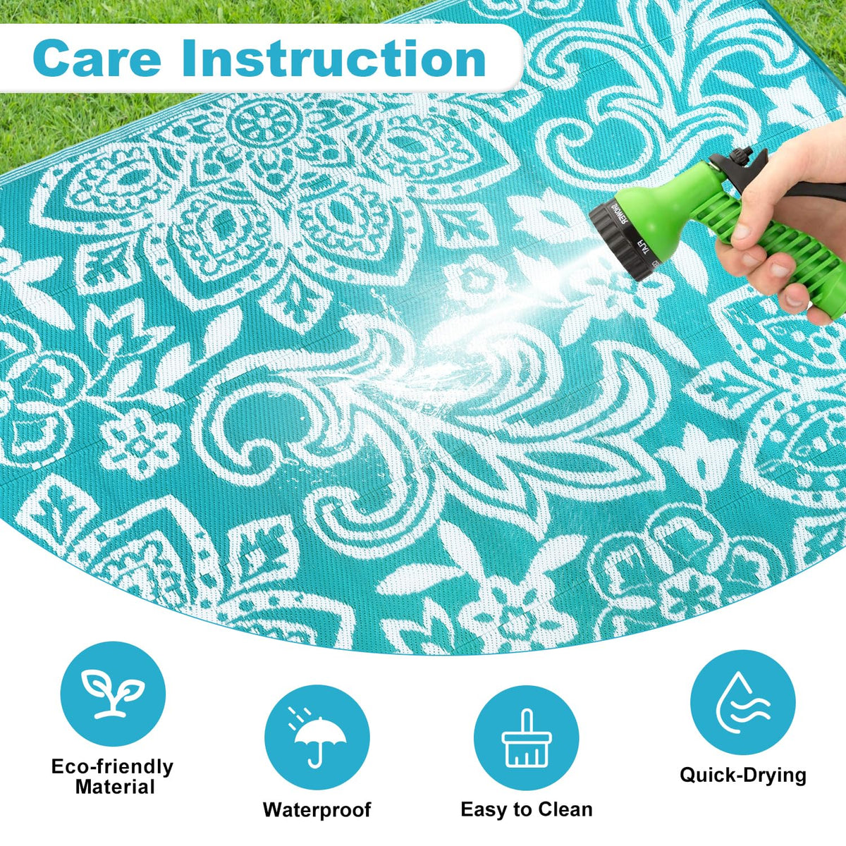 Waterproof Outdoor Rug 5' x 8' (Blue / 5 x 8 Feet)