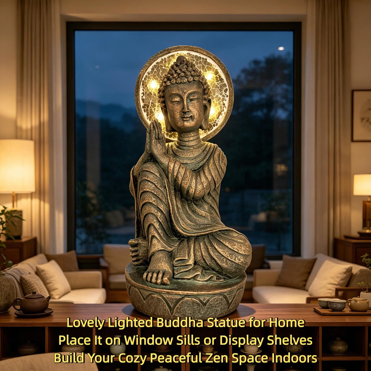 11.5in buddha statue outdoor (Antique Bronze)