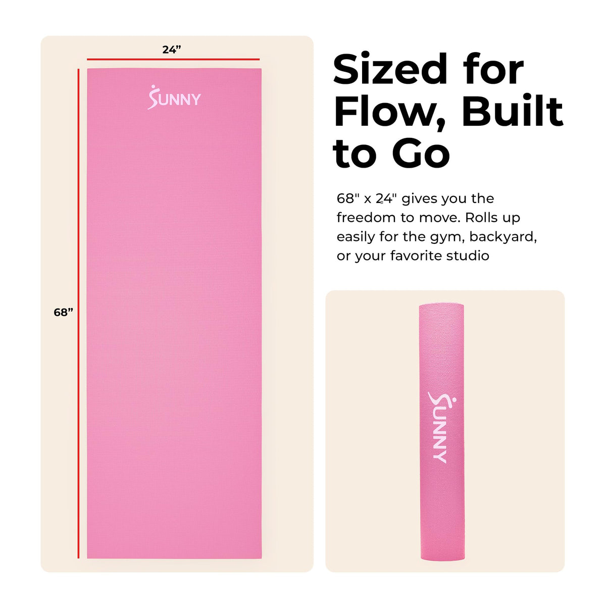 Slim High Density Exercise Yoga Mat (Classic Pink)