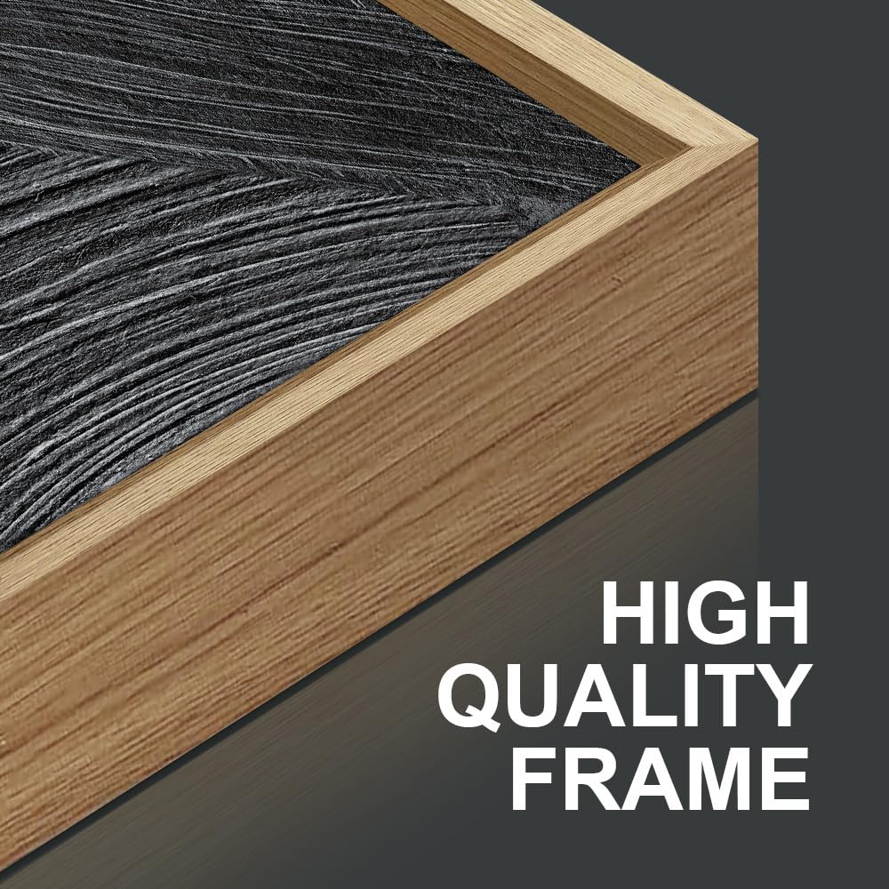 Black and White Framed Canvas Wall Art Set (Geometric Brushstroke / 36"L x 24"W)
