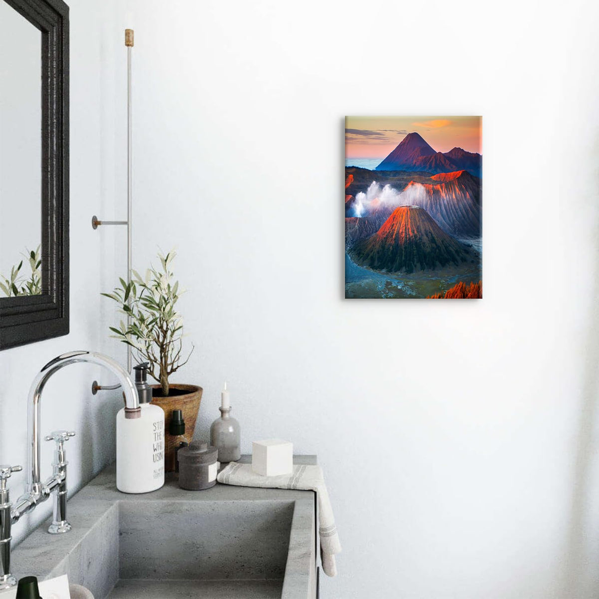 Volcano Wall Art Nautre Landscape Canvas Pictures Living Room Decor National Park Posters Sunset Mountain Scenic Prints Paintings Modern Neutral Canvas Artwork for Dining Room Home Decorations 12x16" (16"L x 12"W / Volcano)