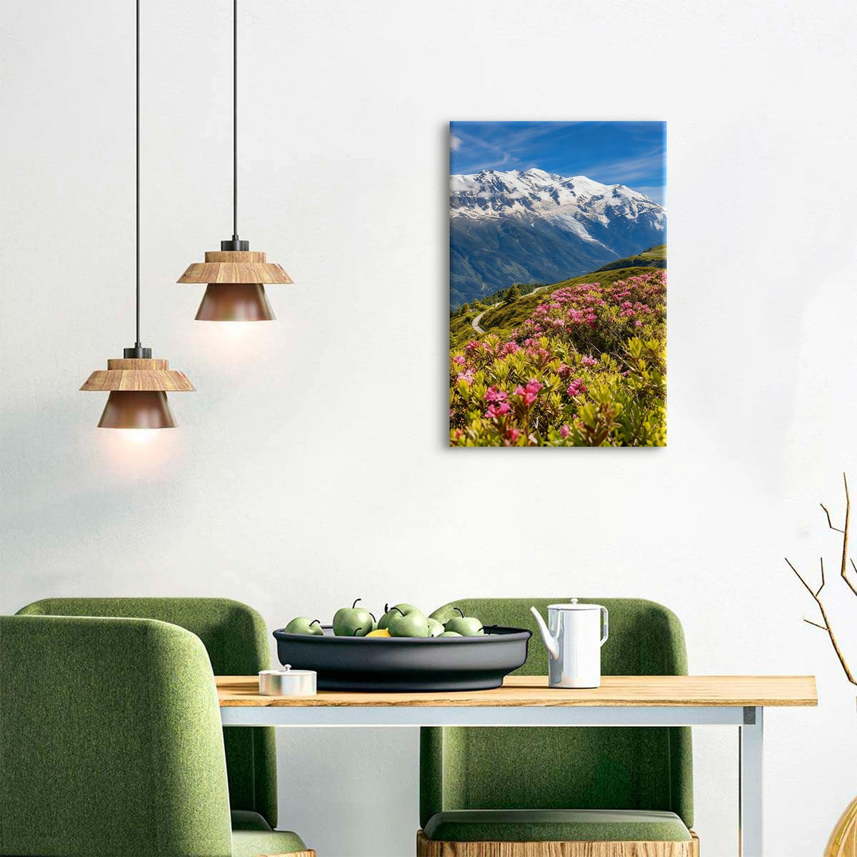 Mountains Landscape Wall Art Nature Wildflower Scenery Pictures Meadow Floral Painting Poster Tree Flowers Canvas Prints Country Botanical Canvas Artwork for Living Room Home Decorations 16x24" (24"L x 16"W / Mountain Flower)