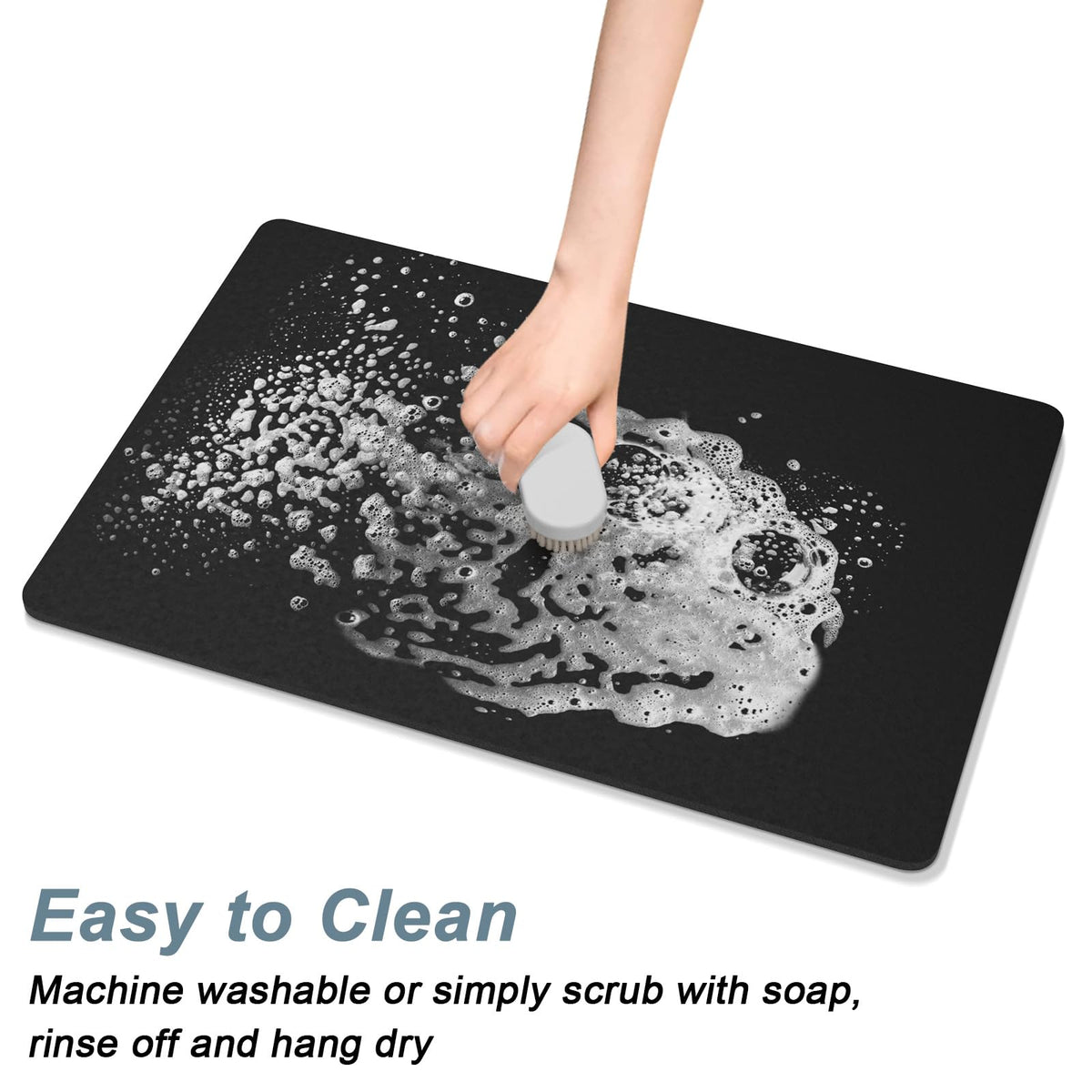 Coffee Mat 16" x 24" Coffee Bar Mats for Espresso Machine Station Accessories and Organizer (A-Jet Black / 16" x 24")
