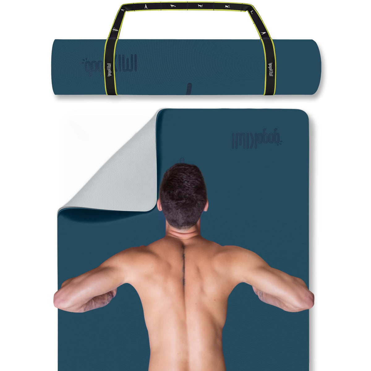 Extra Wide Yoga Mat for Men Women (Midnight Blue / Extra Cushion (1/2 Inch Thick))