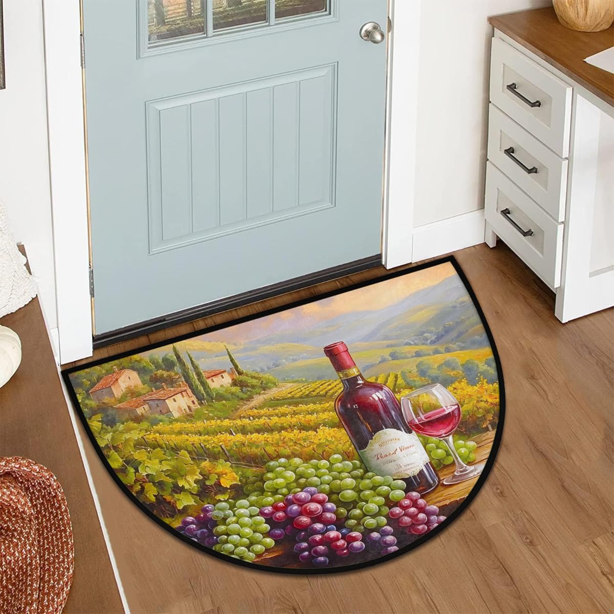 Wine Grapes Half Round Rug Half Moon Door Mat Half Circle Rugs (Z:color 6)