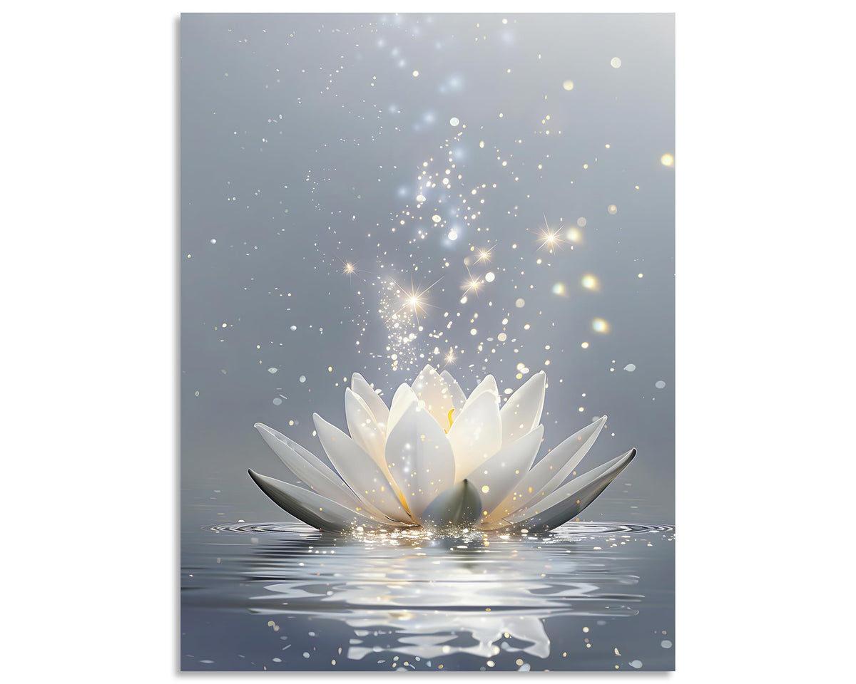 Zen Canvas Wall Art Lotus Flower Wall Art Lotus Flower in Water Painting Lotus Zen Prints for Yoga Spa Meditation Spiritual Room Wall Decor Framed 24x30 inch (30"L x 24"W / Lotus Flower)