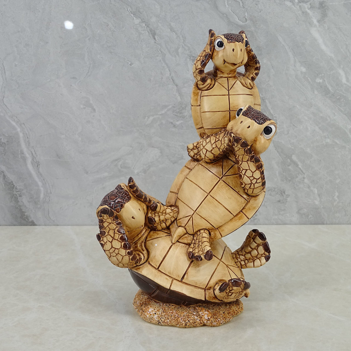 Decorative Resin Sea Turtle Statue. Lovely Baby Seaturtle Figurine. Wild sea Life Blue Sea Turtle Table Décor. and Gift (Brown3)