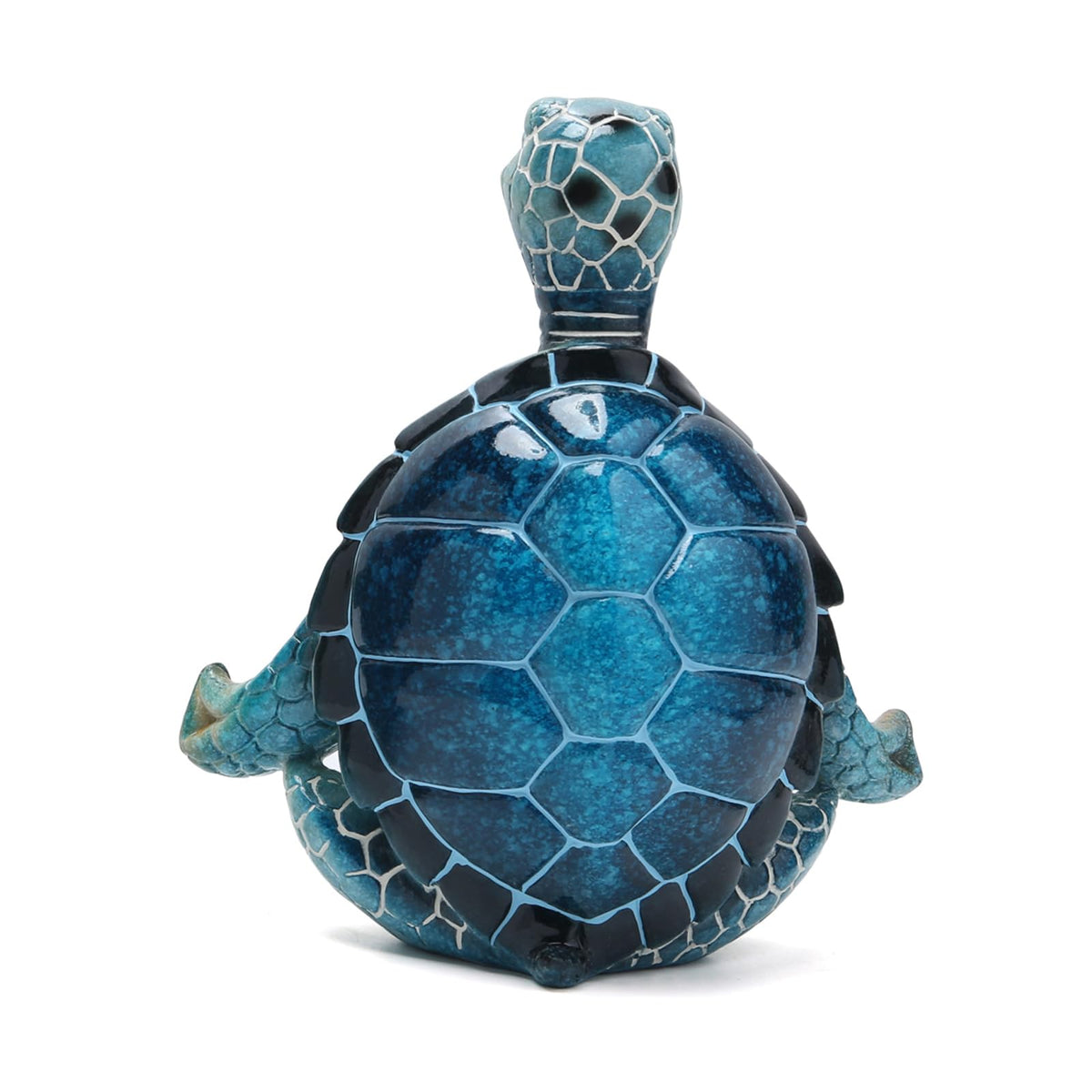 Yoga Turtle Figurine Decoration Meditation Sea Turtle Sculpture for Coastal Ocean Home Decor Relaxing Zen Gift for Office Living Room (Blue)