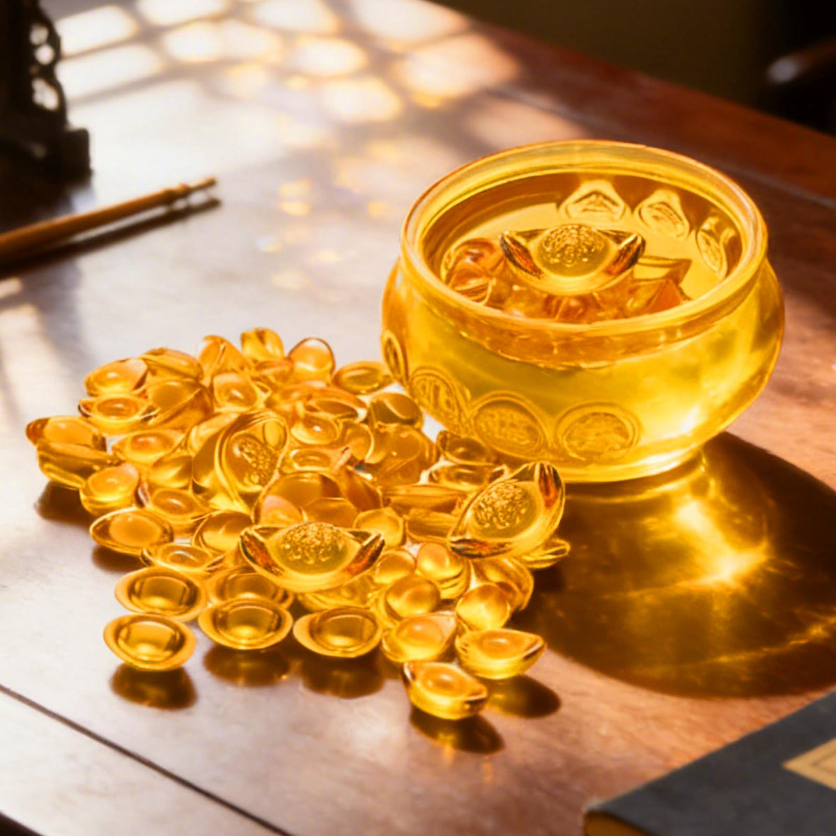 4.75" Large Feng Shui Treasure Basin with 186 Crystal Ingots (4.75inches)
