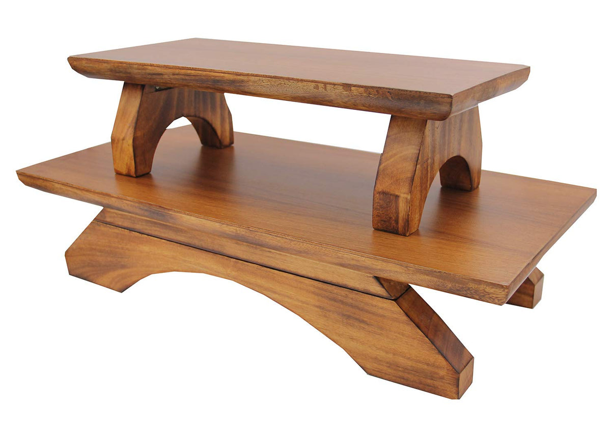 Premium Solid Wood Hand Carved Personal Shrine Altar Meditation Table Multi Levels (9" High)