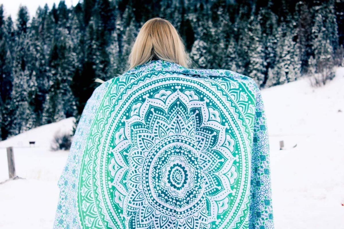 Hippie Mandala Ombre Tapestry Wall Hanging (40"L x 30"W / Green)