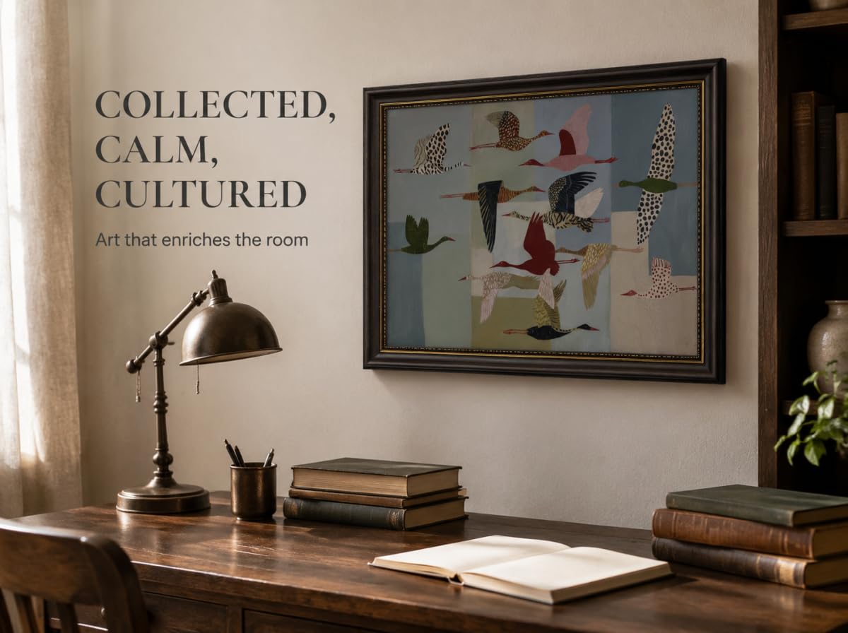 Vintage Birds Framed Wall Art (Crane / 11"L x 9"W)