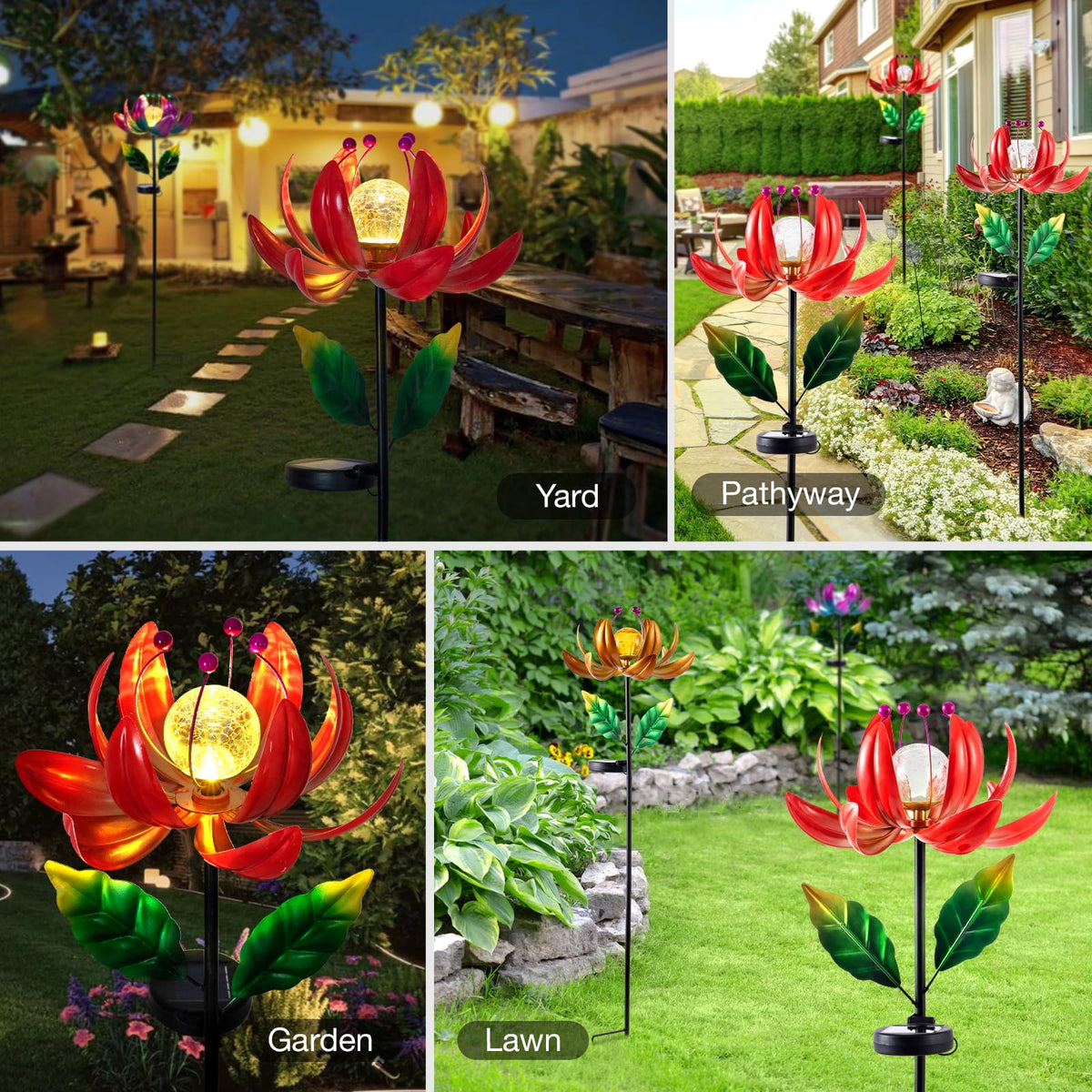 Solar Lights Outdoor Wind Spinners (Red-standard)