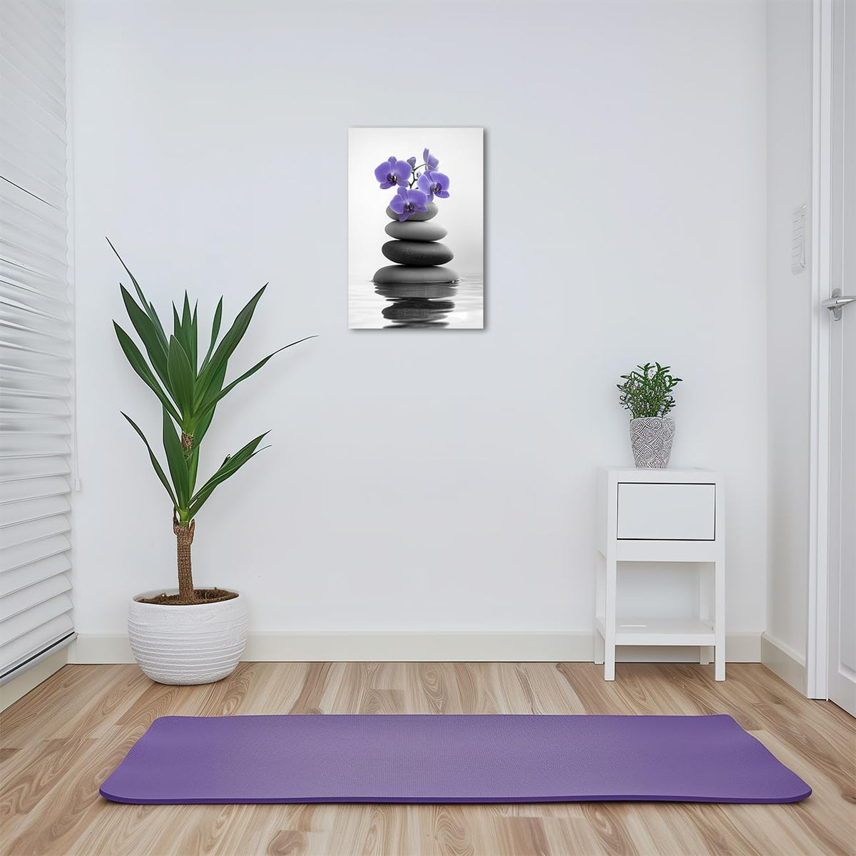 Zen Canvas Wall Art Spa Bathroom Poster Orchid Flowers and Zen Stones on Water Pictures Print Meditation Spiritual Artwork Yoga Zen Room Decor Framed (Red / 18L" x 12W")