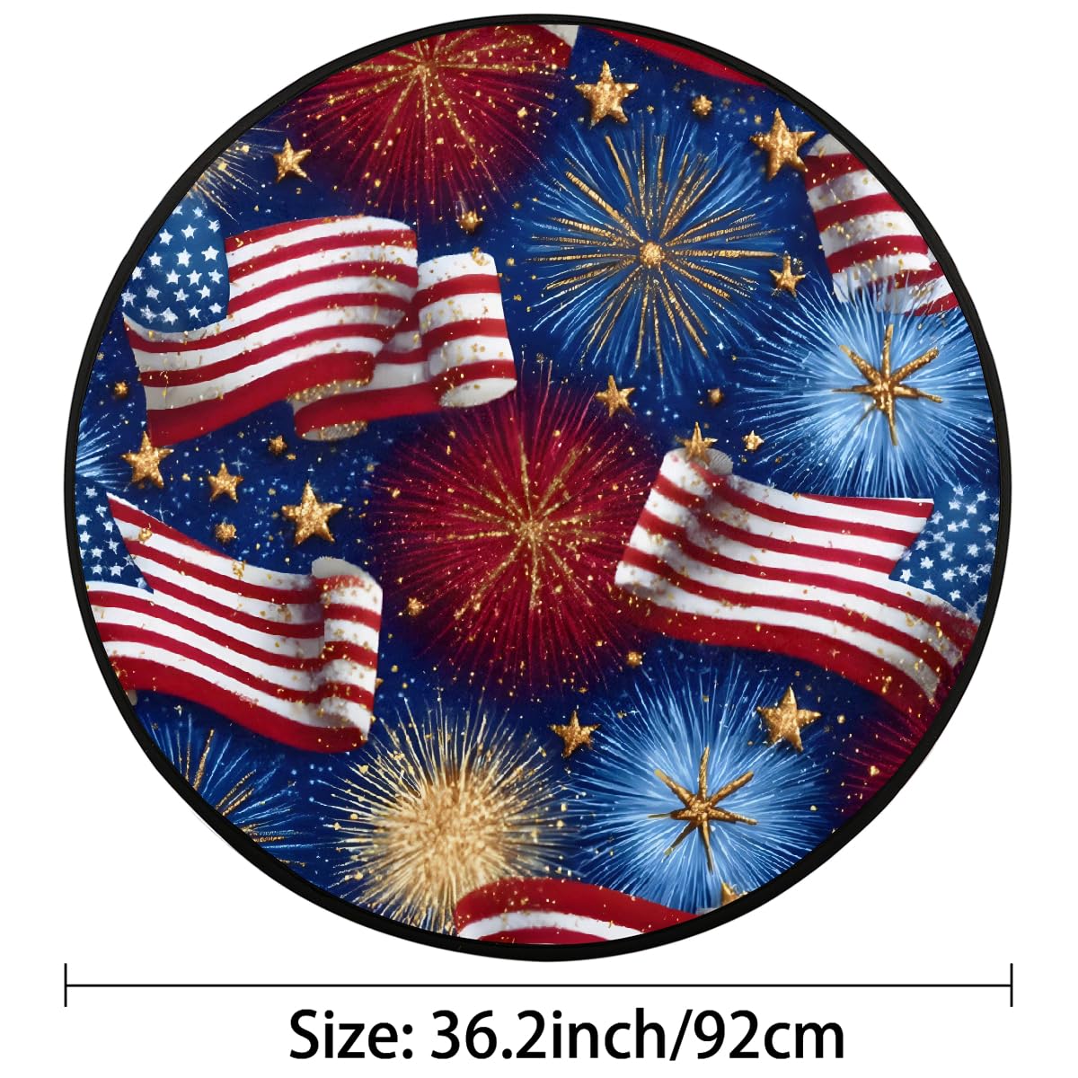 3 Ft American Flag Round Rug Circle Area Rugs Circular Door Mat for Indoor (Color32 / 3' (Round))