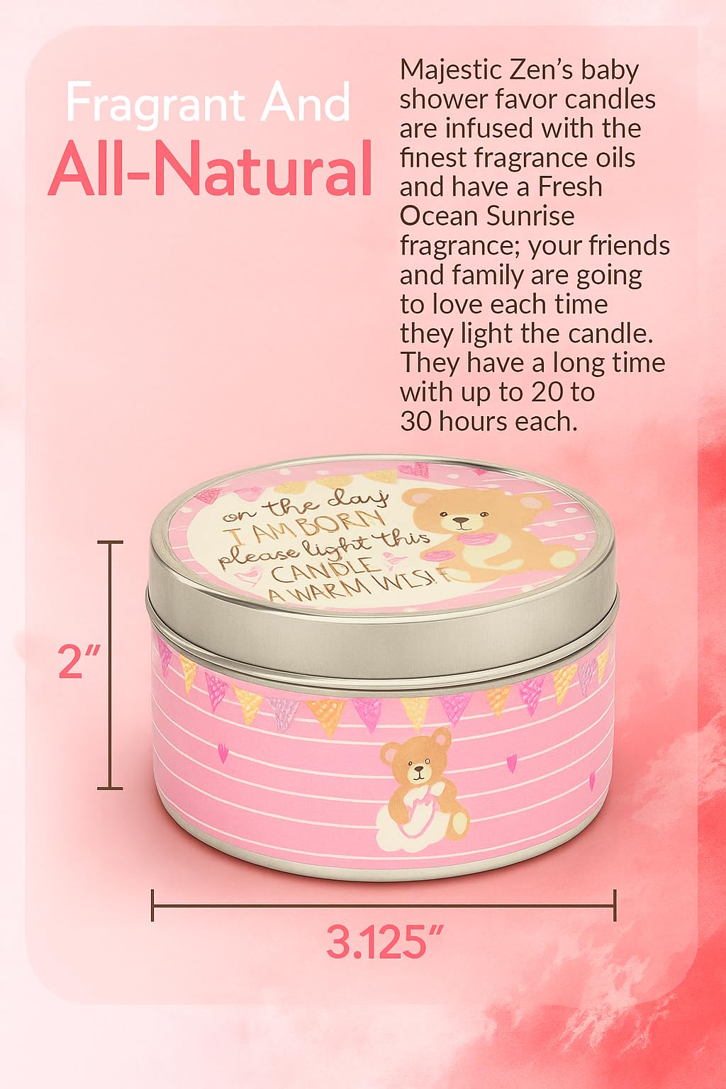 Baby Shower Candle Favors for Girls (Pink-2- One Single 9pk)