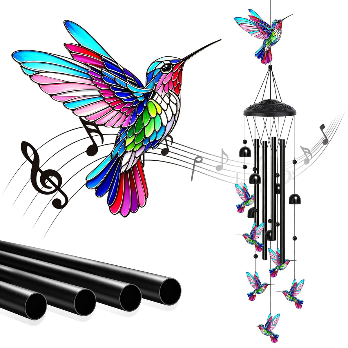36''Hummingbird Wind Chimes for Outside
