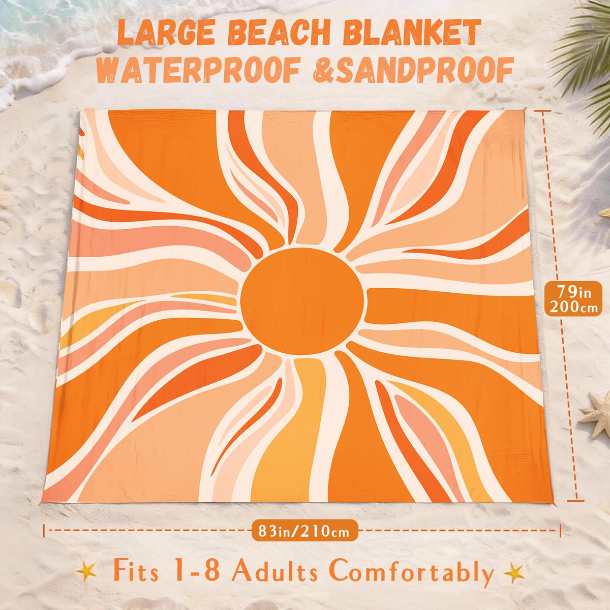 Beach Blanket Waterproof Sandproof (Sun / 79“×83”)