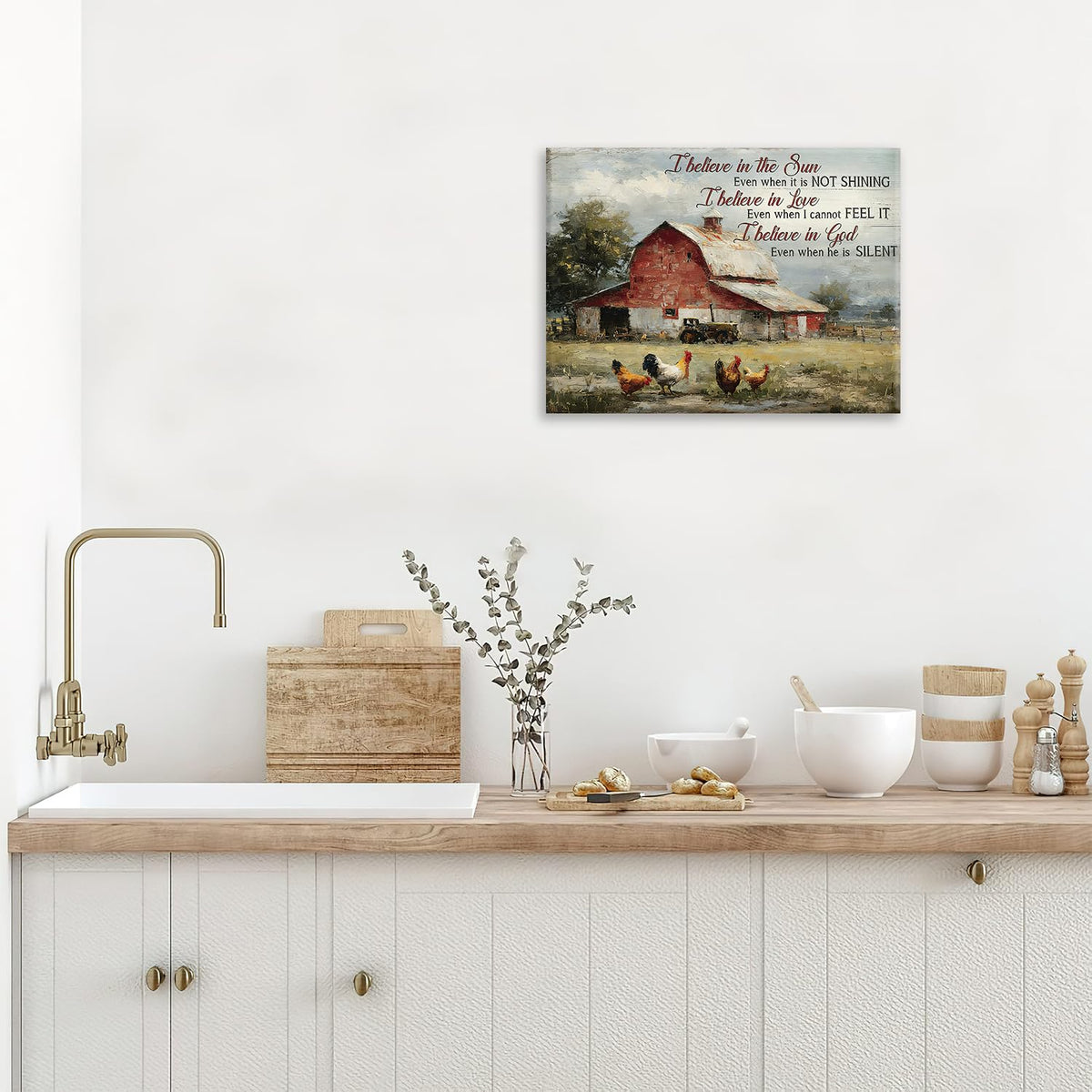 Farm Canvas Wall Art Rustic Farmhouse Print Painting Framed ArtWork 16"x24" (Farm / 24"L x 16"W)