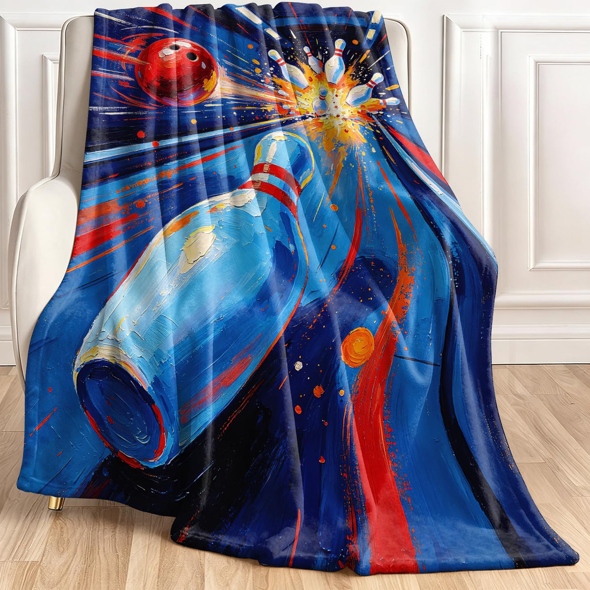 Bowling Fleece Throw Blanket Sports Blanket Gifts Room Decor 60"x80" (Bowling / 60"X80")