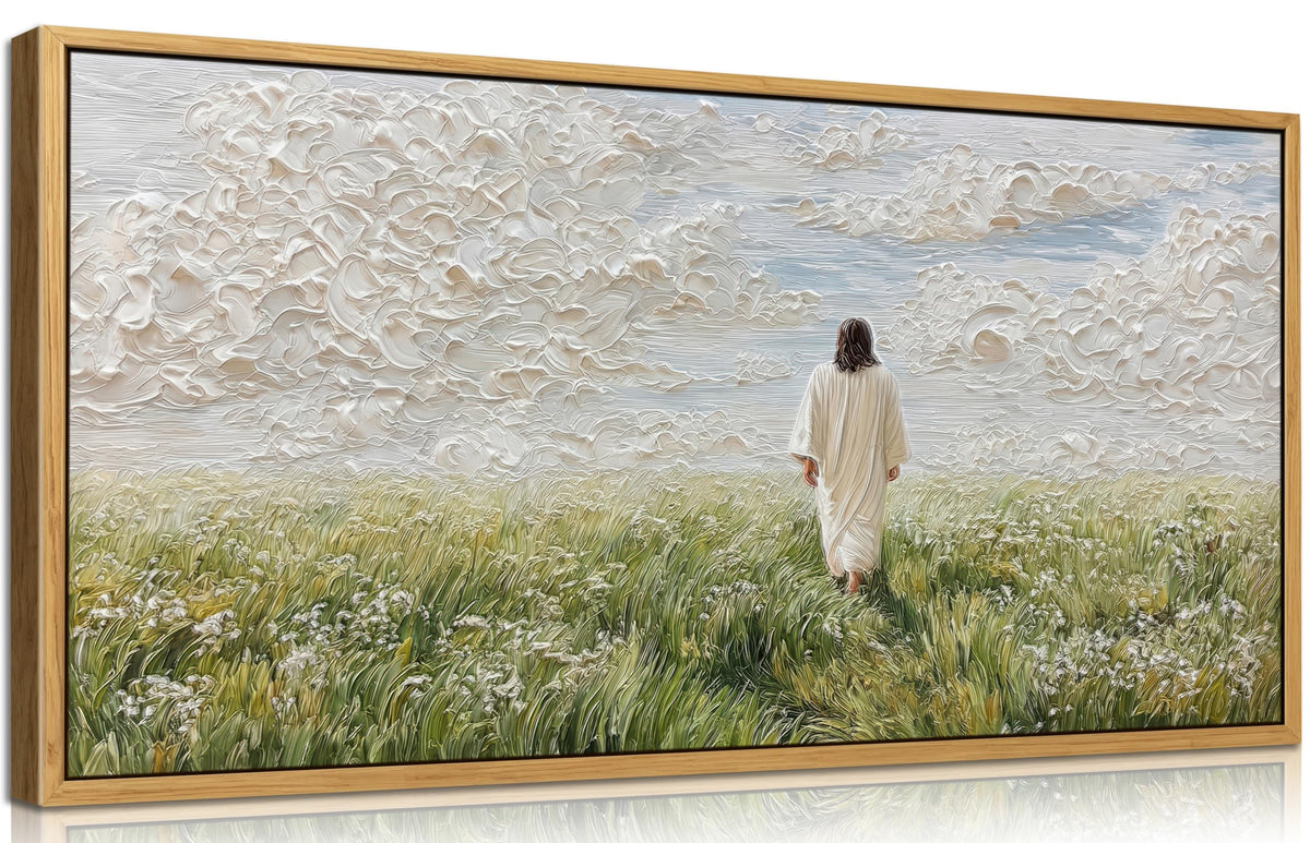 Jesus Canvas Wall Art Large Framed Textured Print Painting (Jesus / 40"L x 20"W)