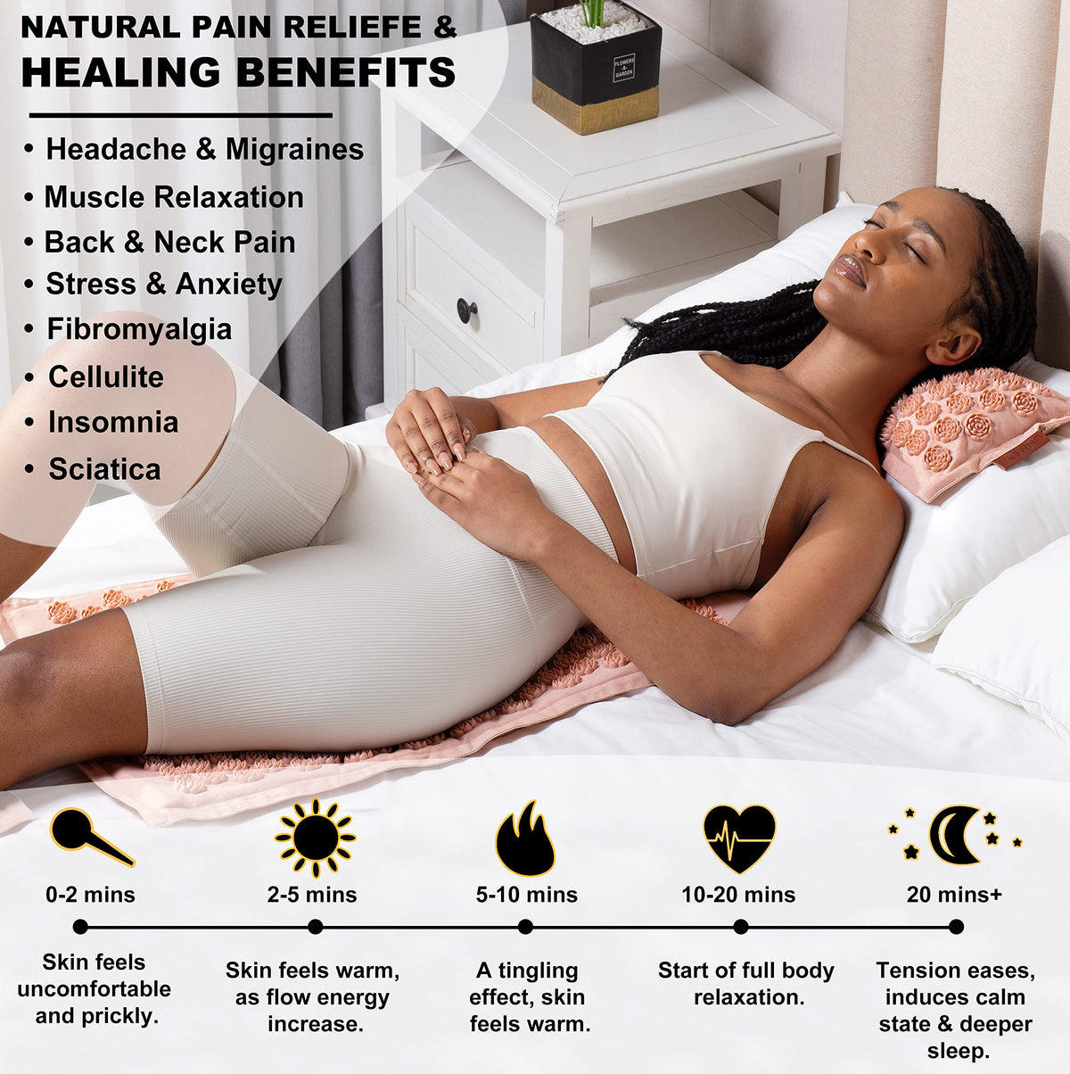 Acupressure Mat and Pillow Set (Pastel Pink)