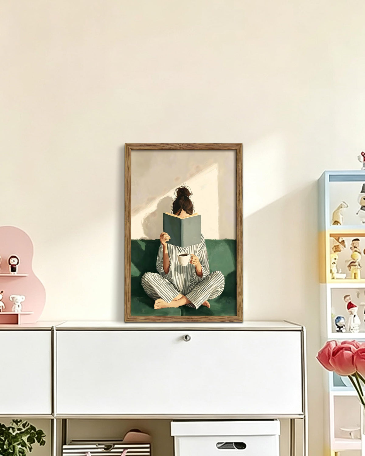 Reading Woman Canvas Wall Art (A-Girl Reading a Book / 24"L x 16"W)