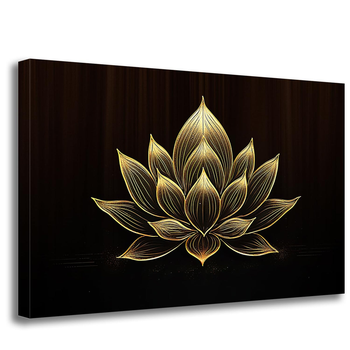 Lotus Flower Canvas Wall Art Zen Room Decor Vintage Golden Flower Meditation Home Decor for Yoga Studio Bathroom Bedroom Spiritual Room Decoration Stretched (Lotus 01 / 18"L x 12"W)
