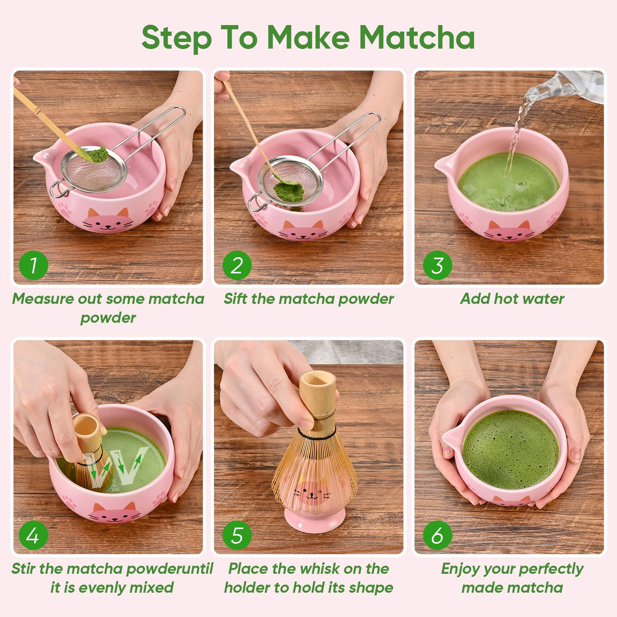 Matcha Whisk Set (5Pcs/Set / Pink)