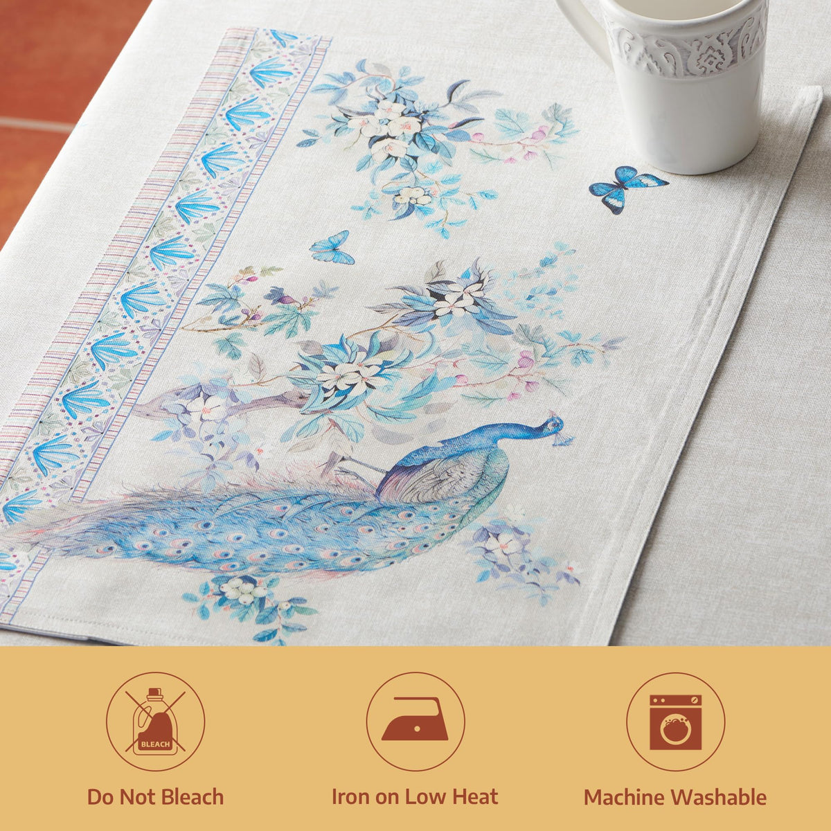 Placemats Set of 4 Reusable 100% Combed Cotton (019 - Peacock Utopia - Orginal / 13" X 19" (Pack of 4))