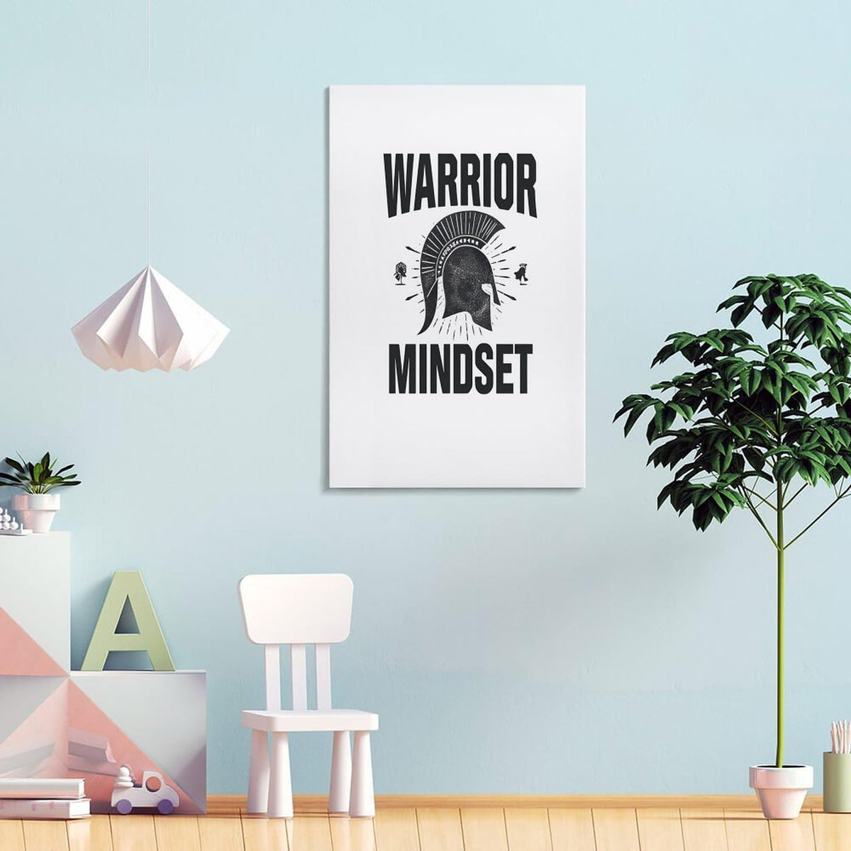 Warrior Mindset Spartan Helmet Canvas Printing Wall Art Prints Wall Decor Posters Minimalist Nordic Fitness Gym Bedroom Living Room Office Motivational Philosophy Decor 20x30inch (style-3 / 20x30inch(50x75cm) Frame)