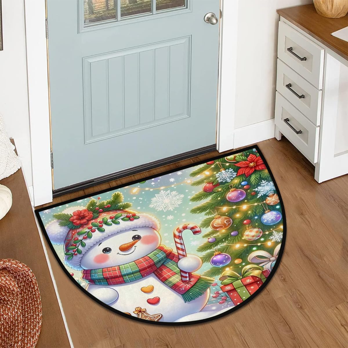 Christmas Half Round Door Mat Outdoor Welcome Entrance Doormat A4 (B-14 Christmas)