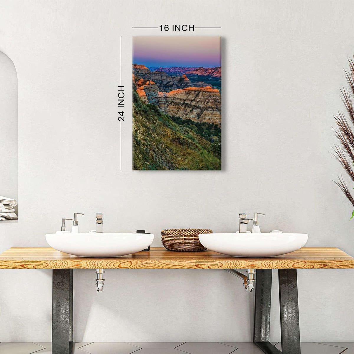 Nature Canyon Landscape Wall Art Western Decor Theodore Roosevelt National Park Wall Paintings American North Dakota Mountain Scenery Pictures Canvas Prints Artwork Bedroom Bathroom Decorations 16x24" (16"L x 24"W / Nature16)