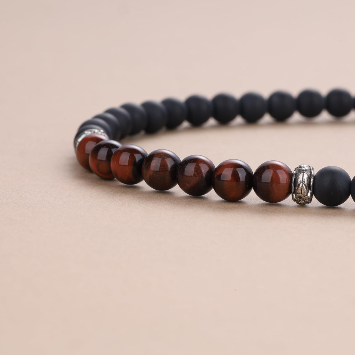 AmorWing Tibetan 108 Mala Beads Red Tiger Eye Matte Onyx Stone Wrap Bracelet Necklace (Red Tiger Eye)