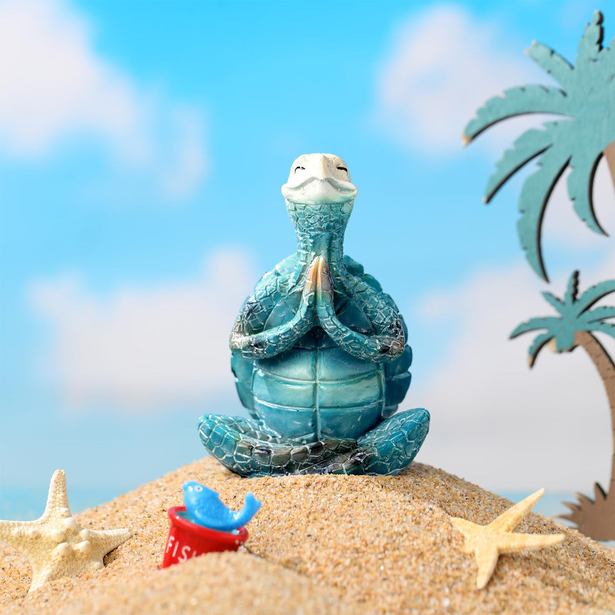 4 Pcs Sea Turtle Figurines Resin Meditation Yoga Statue Gift (Stylish)