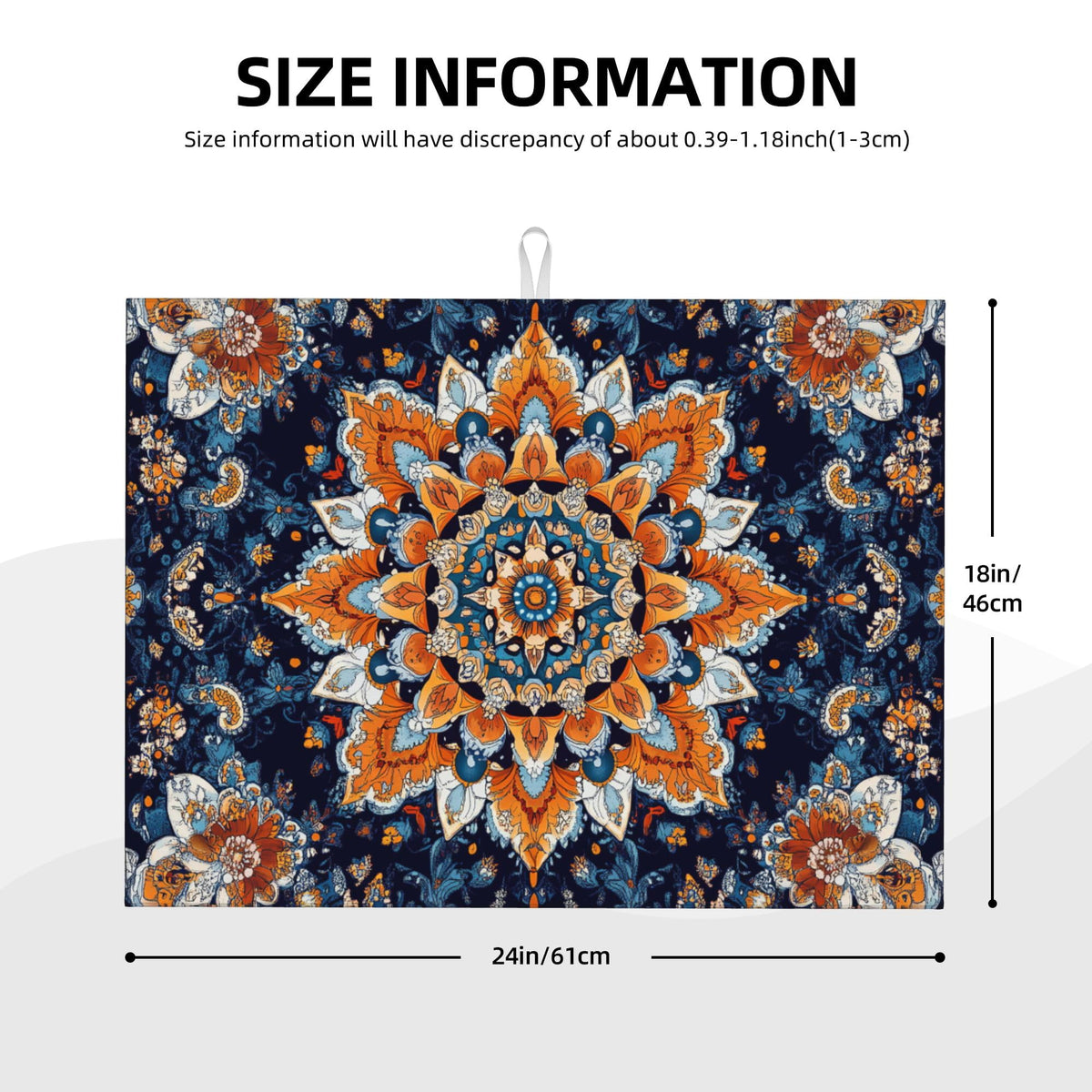 Mandala Flowers Dish Drying Mat for Kitchen Counter Microfiber Super Absorbent Non (Mandala Flowers)