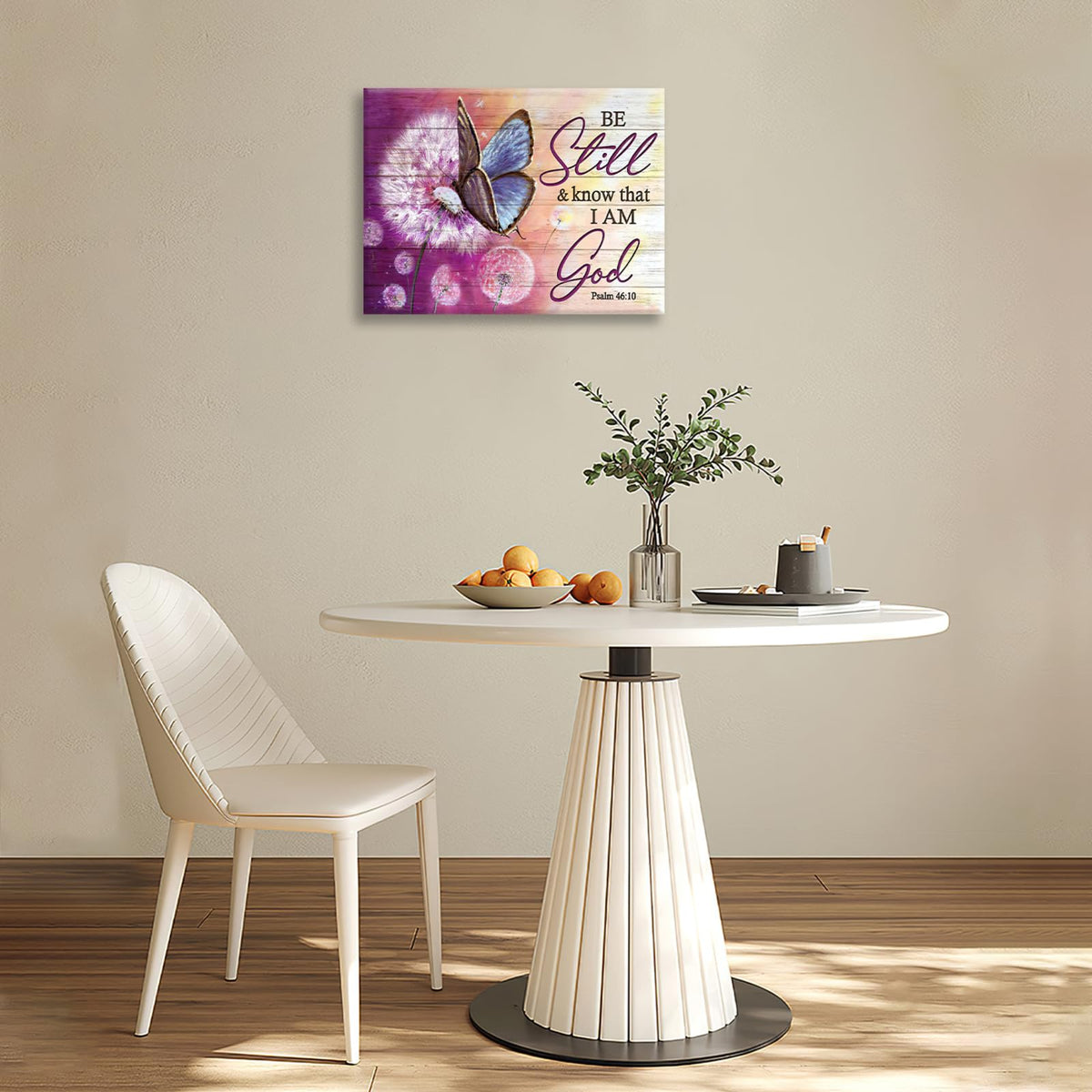 Dandelion Wall Art Be Still And Know That i Am God Purple Pictures Wall Decor Canvas Painting Artwork Framed For Bathroom Bedroom Kitchen 12"x16" (Purple Dandelion / 16"L x 12"W)